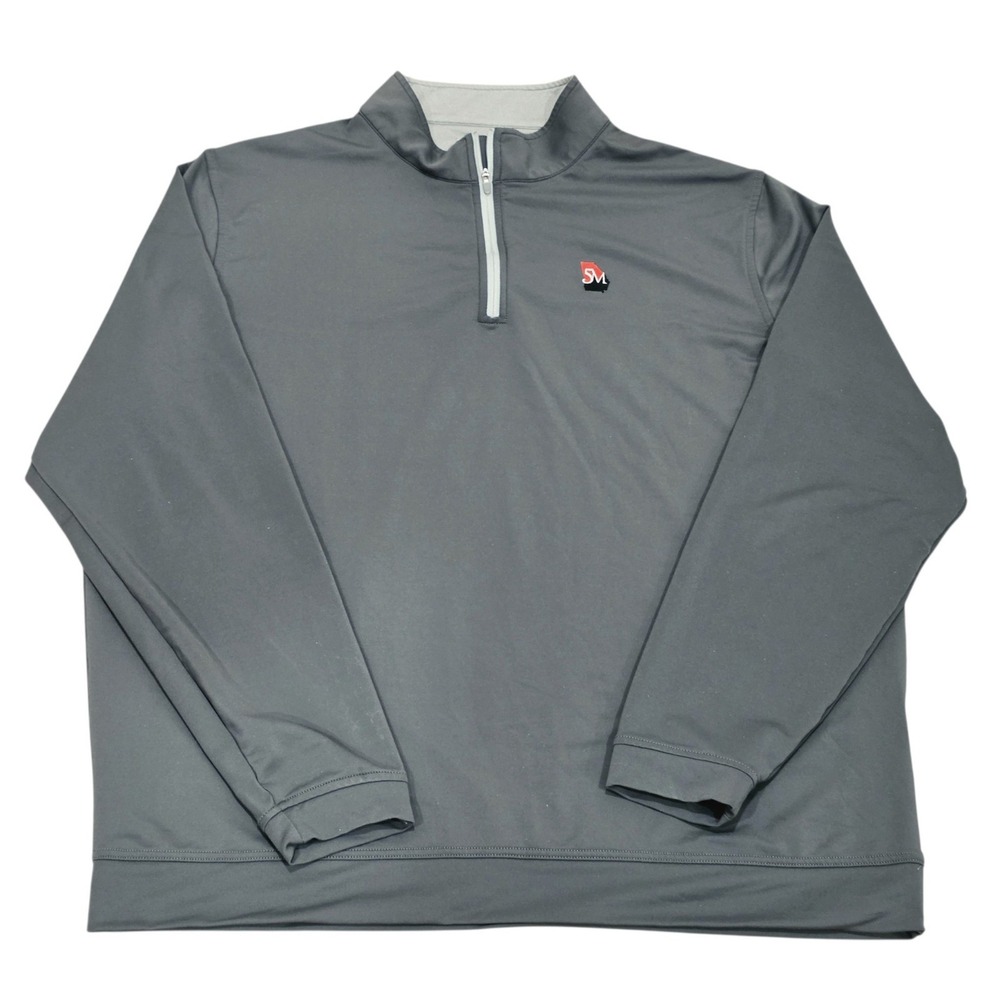 Peter Millar Mens XXL Gray Quarter Zip Pullover Crown Sport Golf SV Logo